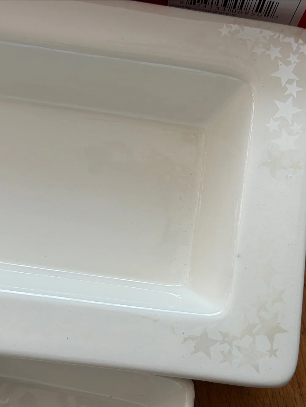 Macy's White Ceramic Rectangular Star-Edge Serving Platter